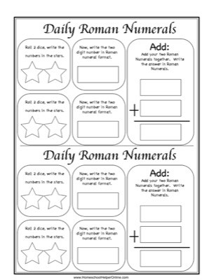 free roman numeral worksheet
