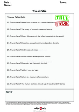 free science worksheet for 6th grade
