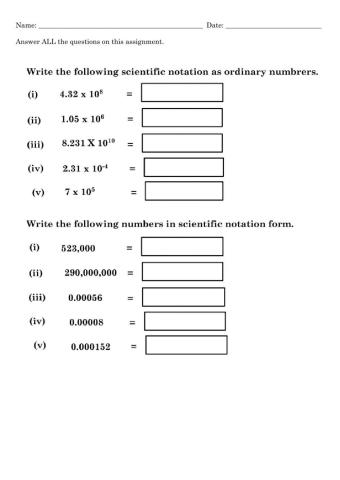 Scientific Notation interactive worksheet  