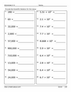 Pre-Algebra Worksheets, Scientific Notation