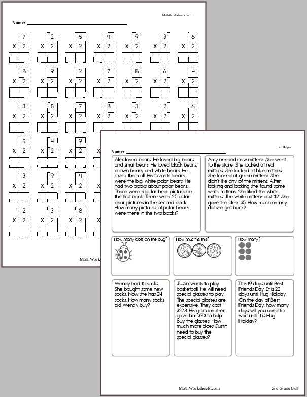 Multiplication Worksheets for 2nd Graders - Free with No Login ...