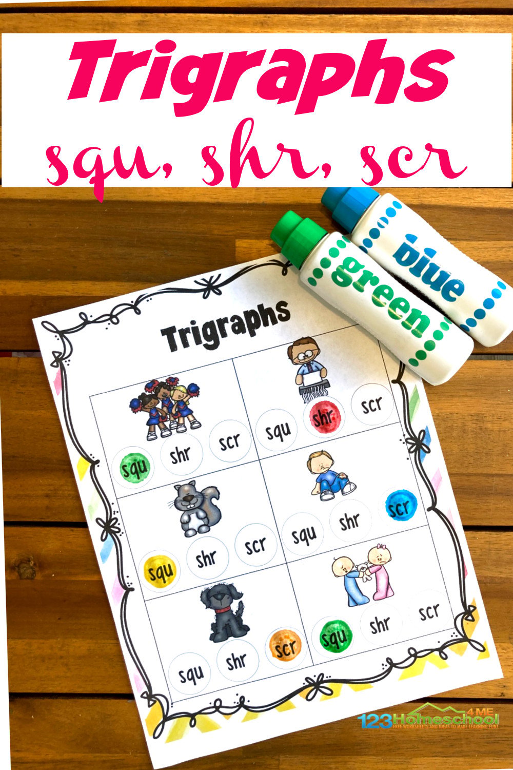 FREE Trigraph Worksheets with Do a Dot Printables