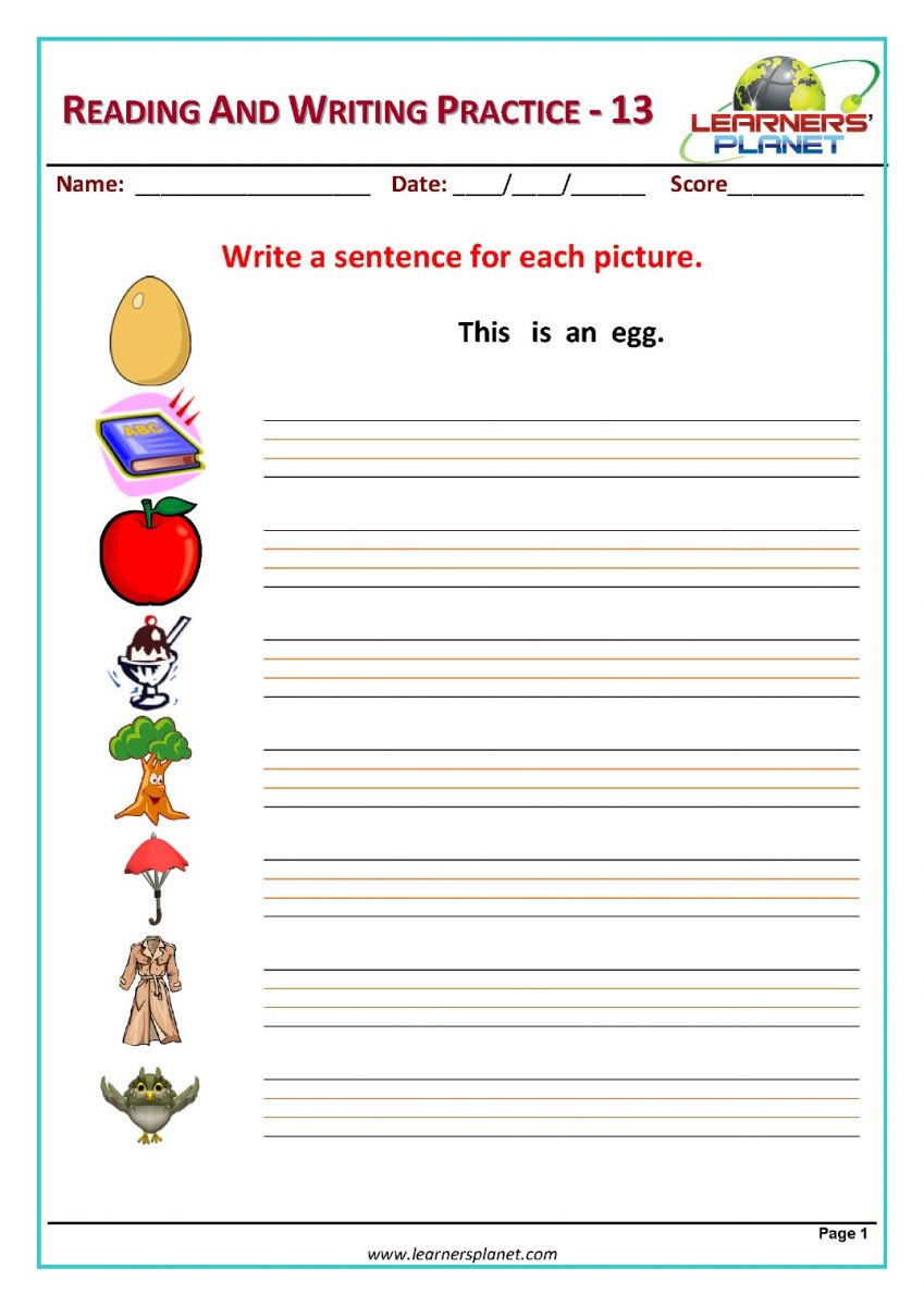 free sentence writing worksheet