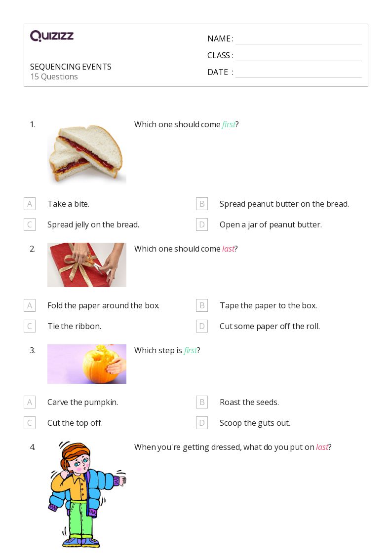 free sequencing worksheet 4th grade