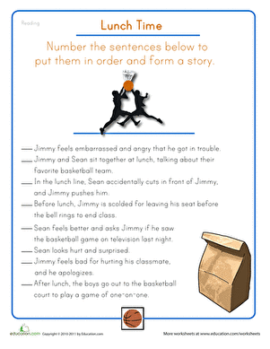 Story Sequencing: Lunch Time | Interactive Worksheet 