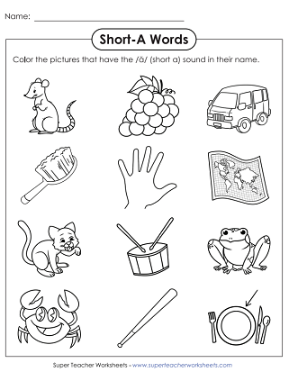 free short a worksheet