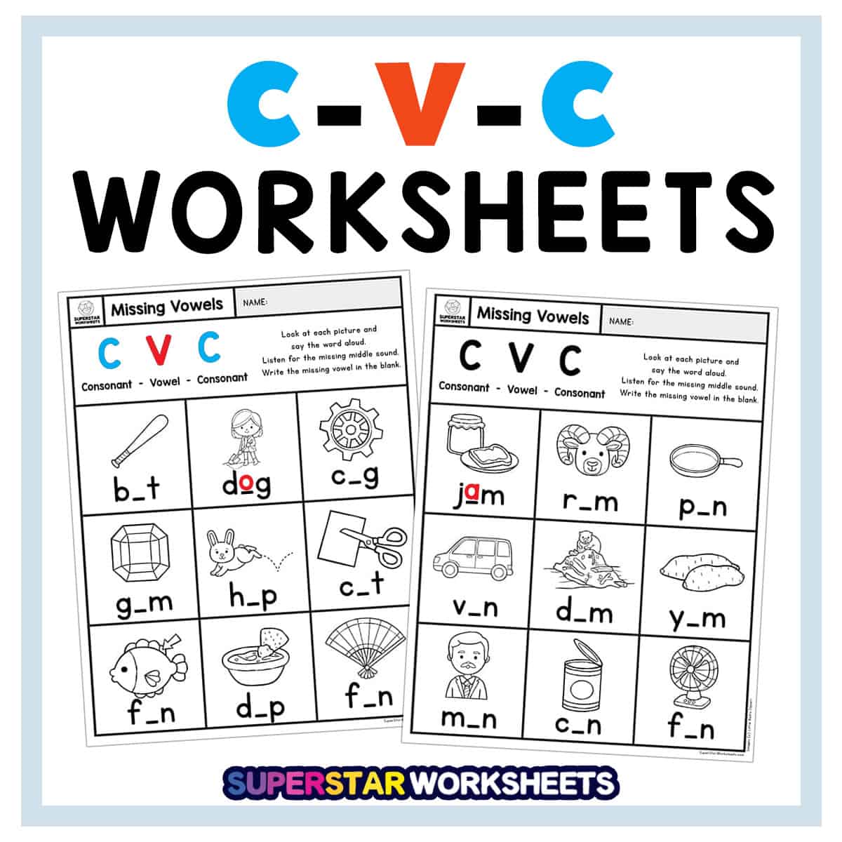 free short vowel worksheet