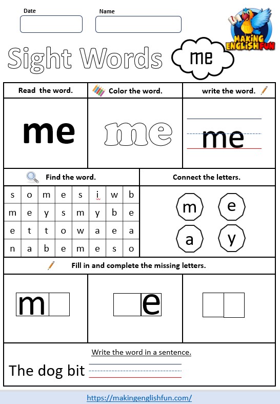 free sight words worksheet