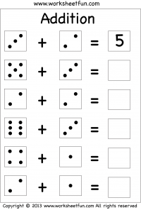 Dice Addition - Single Digit Addition - Three Worksheets / FREE ...