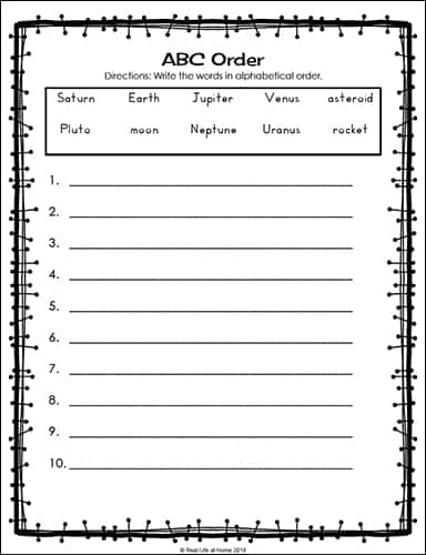 free solar system worksheet
