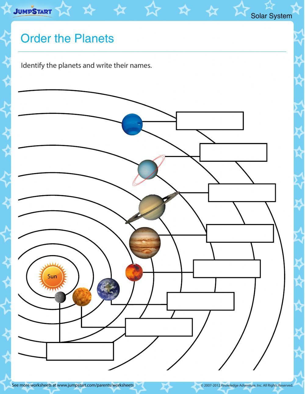 free solar system worksheet