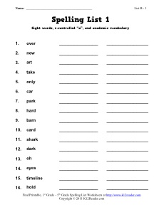 free spelling activities worksheet