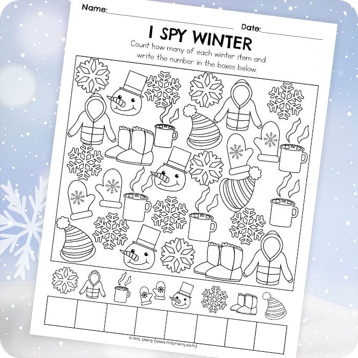 I Spy Winter Free Printable Worksheet | Mrs. Merry