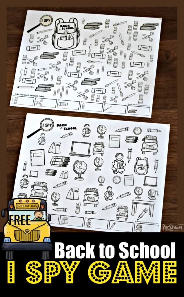 FREE Printable I Spy Back to School Worksheets