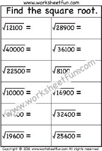 Square Root / FREE Printable Worksheets - Worksheetfun