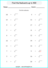 Square Roots math worksheets for math instruction, math ...