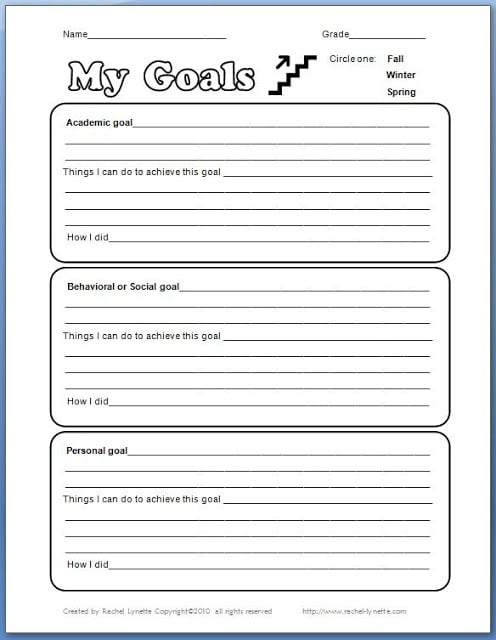 free goals worksheet Archives - Minds in Bloom