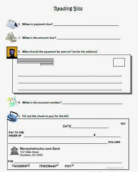 Reading and Paying Bills with a Free Worksheet - Breezy Special Ed
