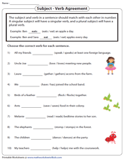 Subject Verb Agreement Worksheets
