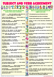 free subject verb agreement worksheet