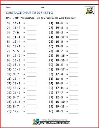 free subtraction worksheet for first grade