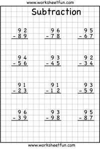 free subtraction worksheet with regrouping