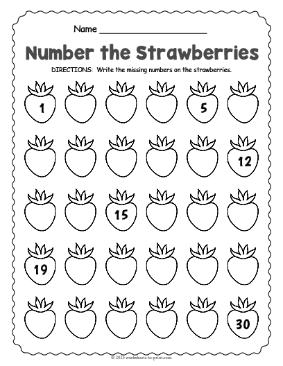 Summer Number Worksheet