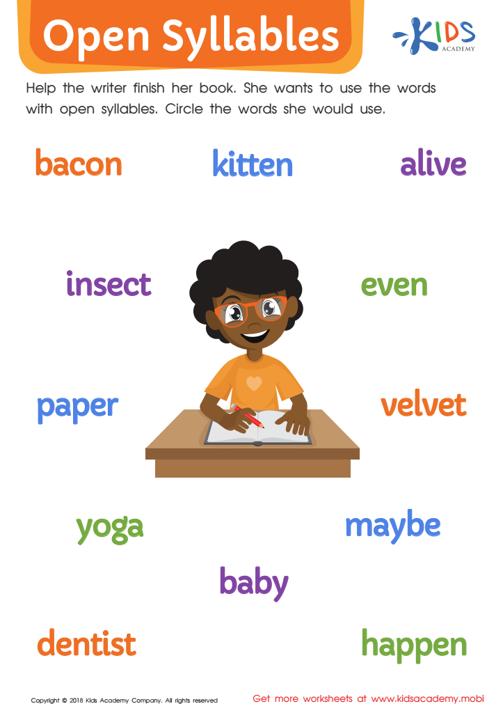 Free Understanding syllables Worksheets for Ages 4-9