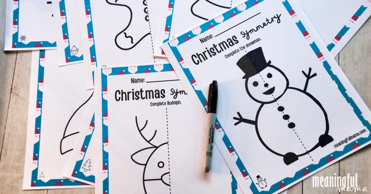 Free Christmas Symmetry Worksheets for Kids
