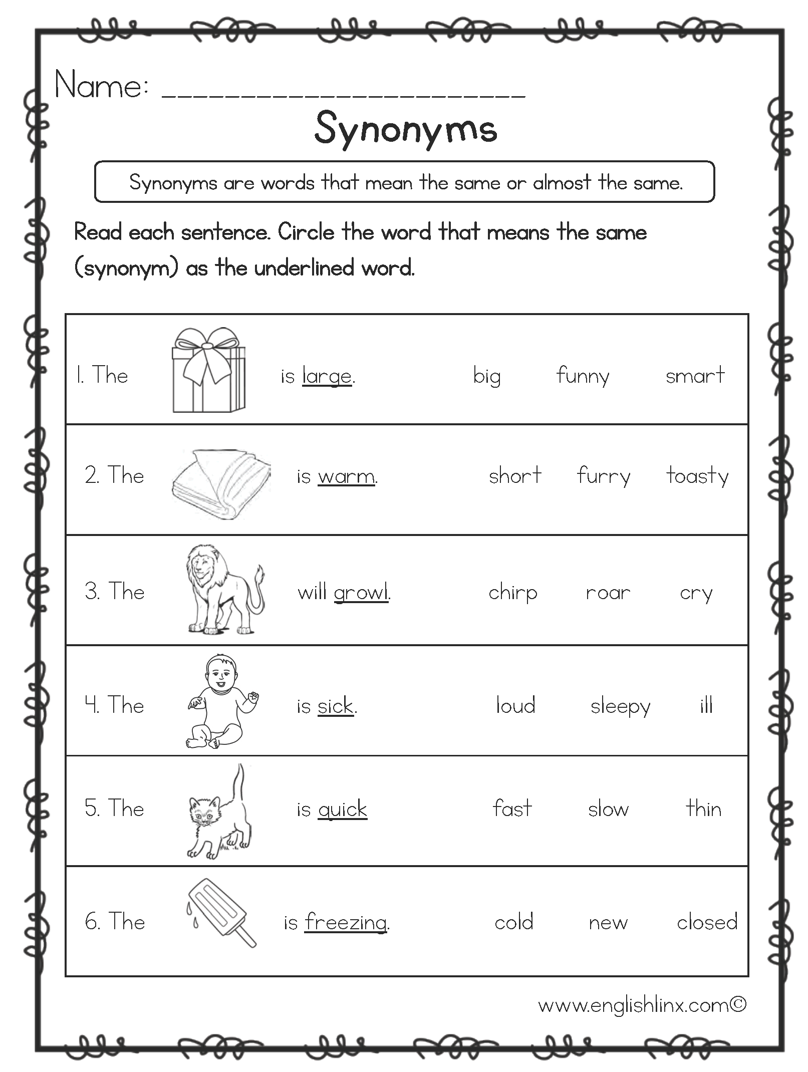 worksheets library | Synonyms Worksheets