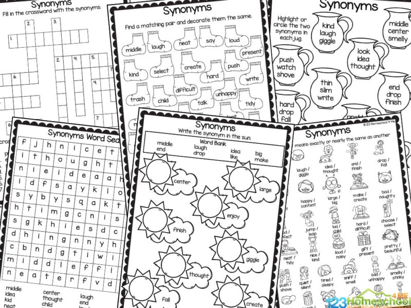 free synonyms and antonyms worksheet