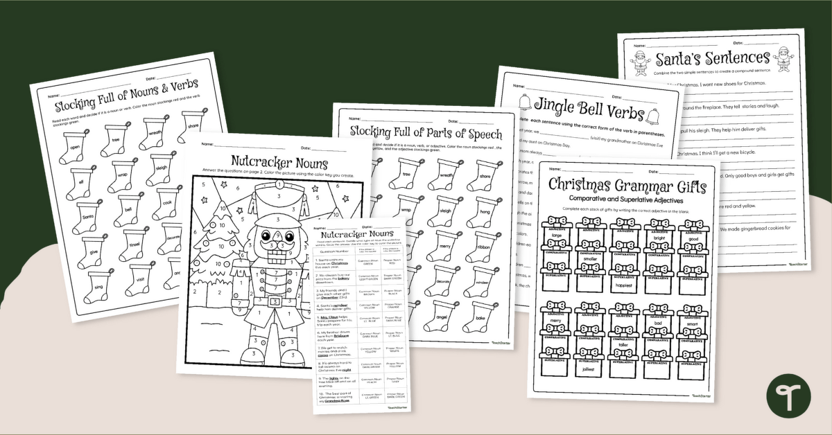 3rd Grade English Worksheets - Christmas Printables | Teach Starter