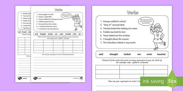 free teacher worksheet verbs