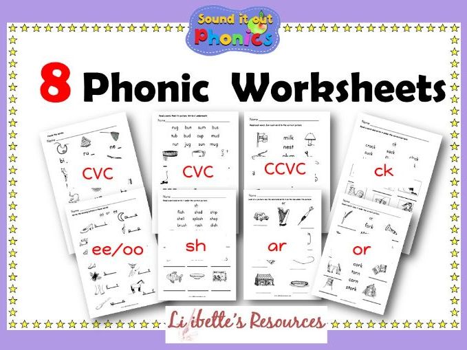 8 Phonics Worksheets FREE  