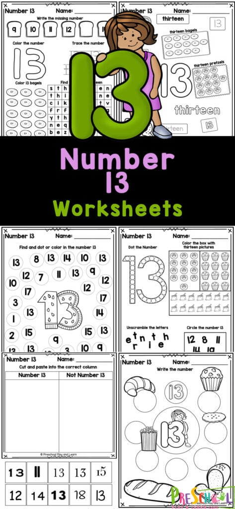FREE Printable Number 13 Worksheets for Preschool