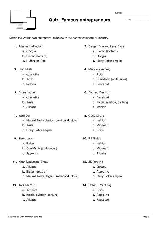 TECHNOLOGY Worksheets