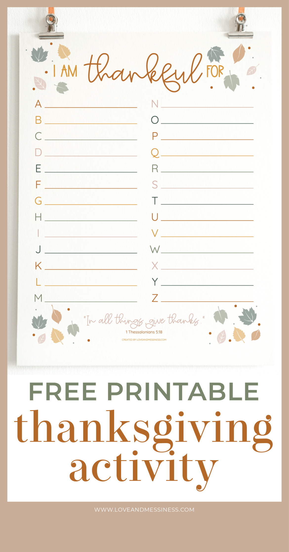 Free Printable Thanksgiving Activity for Kids - Love &  Messiness
