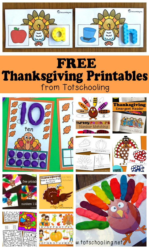 Free Thanksgiving Printables for Kids | Totschooling - Toddler ...