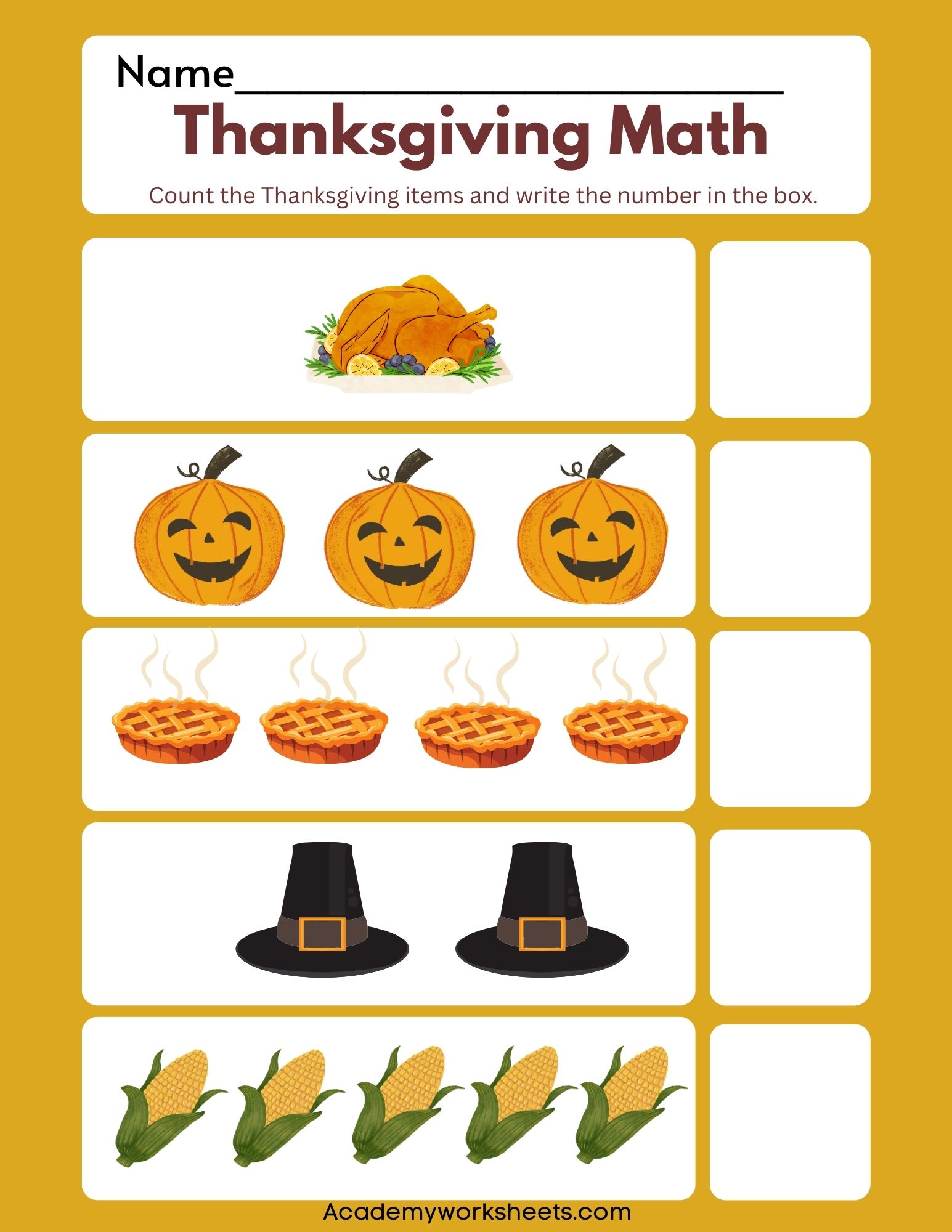 Free Thanksgiving Math Activities for Preschool Kids - Academy ...