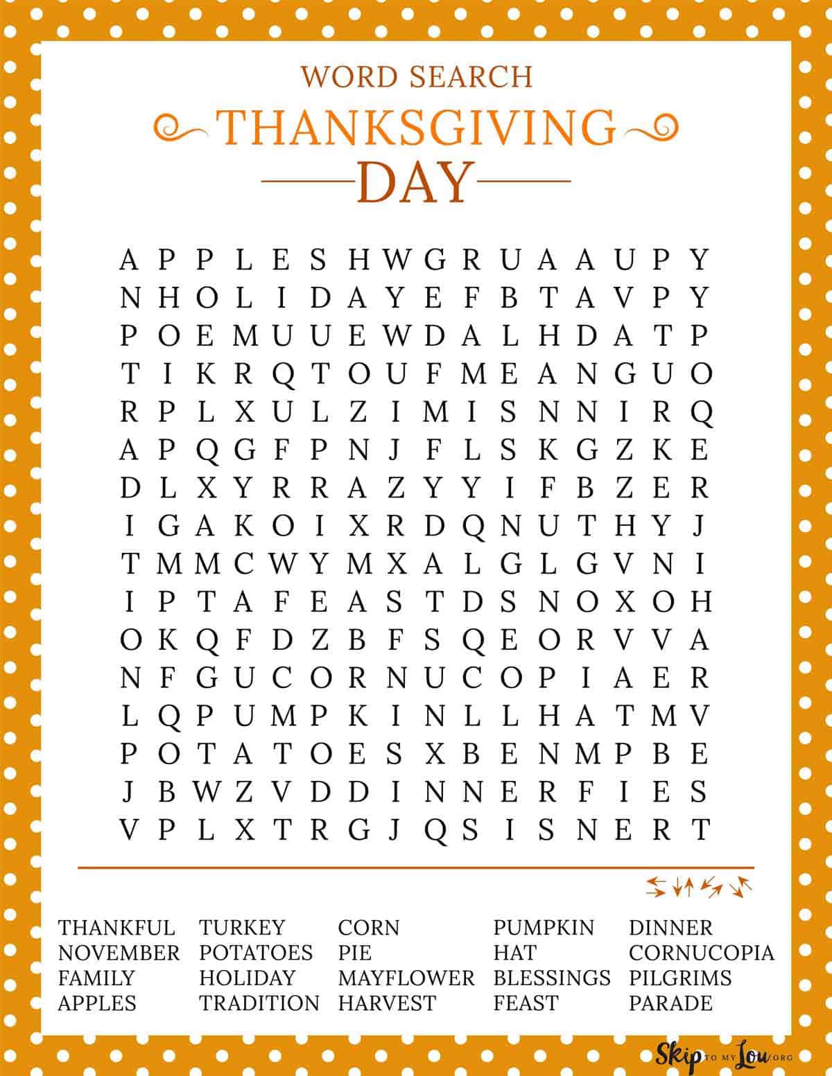 free thanksgiving printable worksheet