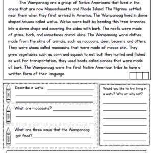 free thanksgiving reading comprehension worksheet