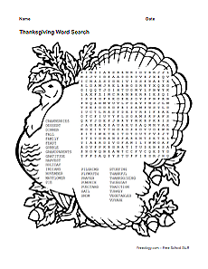 free thanksgiving word search