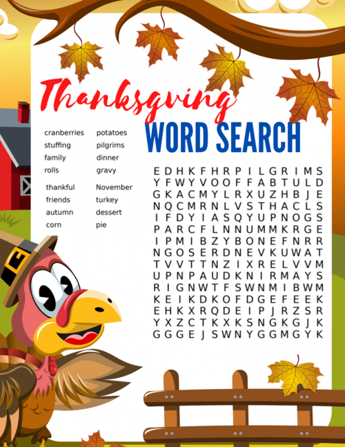 free thanksgiving word search