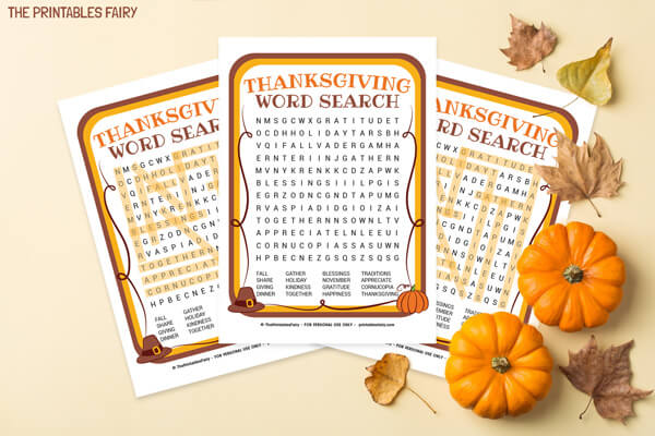 free thanksgiving word search