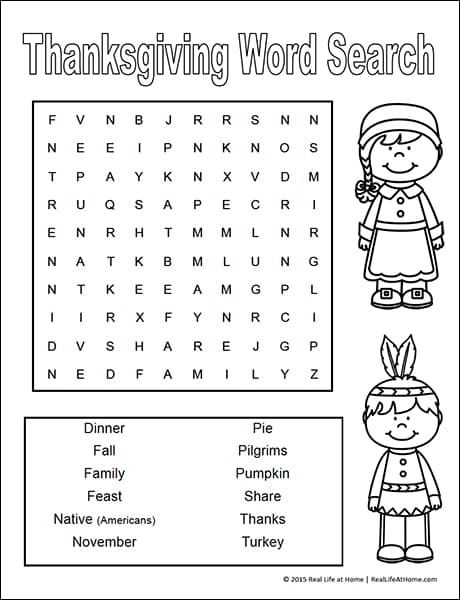 free thanksgiving word search