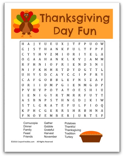 free thanksgiving word search
