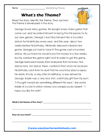 Identifying the Theme of a Story Worksheets