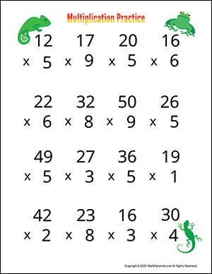 3rd Grade Frog Multiplication Worksheet | Math Worksheets