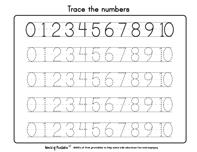 Number Tracing | 165 Free Printable Worksheets