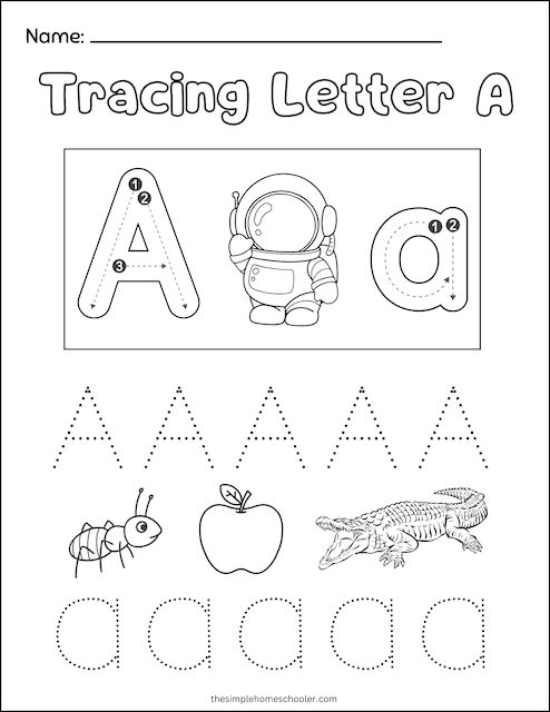 Free Letter A Tracing Worksheets: Easy Print! - The Simple ...